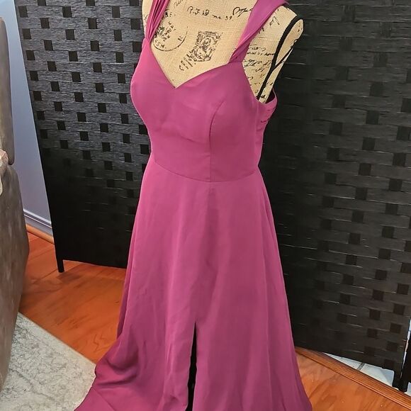 Azazie Women's Purple Maxi Gown Size A10 - Picture 3 of 14